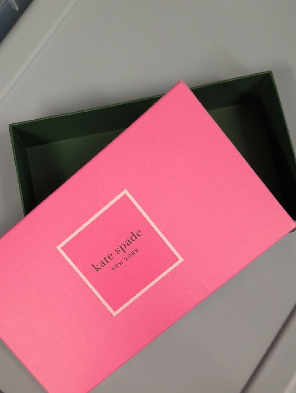 kate spade Hot Pink Gift Box with Dark Green Interior